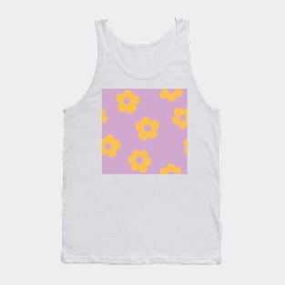 Chunky Retro Flowers - Bright & Colorful Lilac and Yellow Tank Top